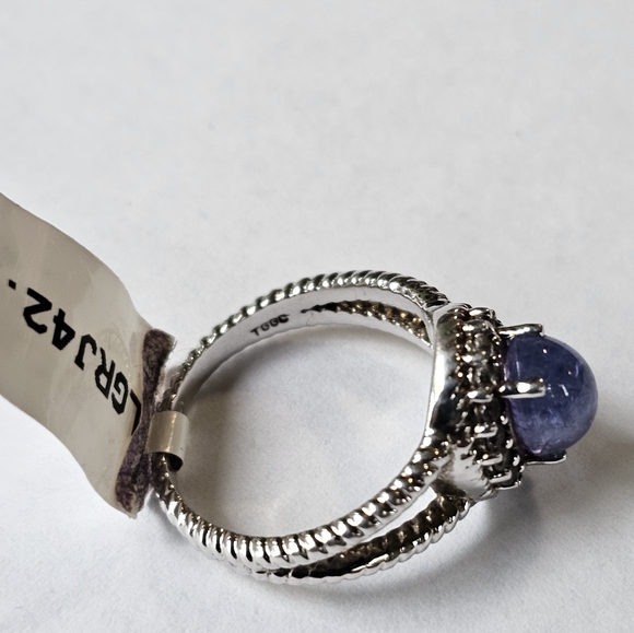 Genuine Tanzanite & White Topaz Sterling Silver Ring Sz 7! NWT - Picture 3 of 5